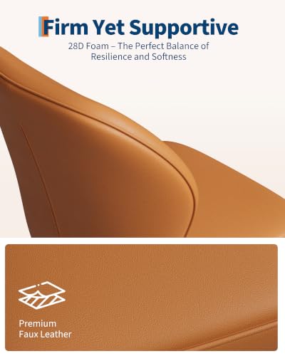 Garvee PU Leather Dining Chairs Set of 4, Modern Fabric Upholstered Kitchen Side Chairs with Metal Pegs, Brown - color: Brown, size: Set of 4
