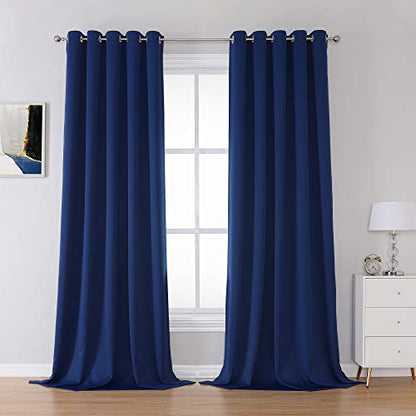 Navy Blue Blackout Curtains Thermal Insulated Window Drapes with Grommet Curtains Panels for Living Room Boys Kids Room 60 x 108 Inches Long 2 Panels Set - color: Navy Blue, size: 60"W x 108"L (Pack of 2)
