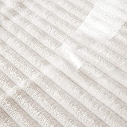 MIULEE Super Soft Throw Blanket with Stripe Pattern for Lightweight Fleece Warm Plush Cozy Bed Blanket 30"x40", Cream White - color: Cream White, size: 30"x40"
