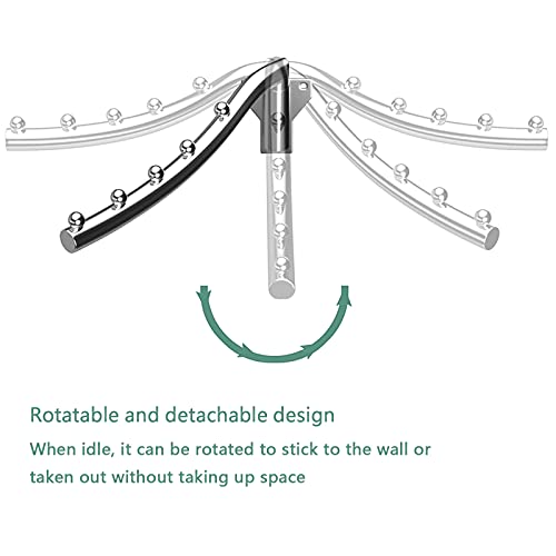 Folding Wall Mount Clothes Hanger Metal, 2 Pack Laundry Hanger Drying Rack | Foldable with Swing Arm 180°Rotation Stainless Steel Retractable Wall Mounted Bathroom Clothes Rack Balcony Coat Hooks - color: 5 Hanger * 2 28CM