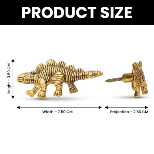 Indian Shelf Set of 3 Gold Stegosaurus Wall Hooks for Coats and Bags - style: Stegosaurus