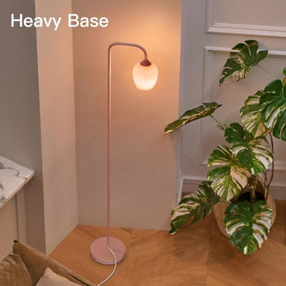 ONEWISH Pink Floor Lamp-Modern Standing Lamp for Living Room Bedroom, Glass Lamp Shade, LED Bulb Included, Cute Simple Design, for Girls Women - color: 1-Piece Pink
