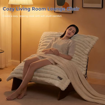 MAXYOYO Adjustable Living Room Chair, 3-Position Bean Bag Chair with Frame | Upholstered Accent Chair with Frame, Removable Cushion, Soft Reclining Lounge for Bedroom, Apartment, Office, Beige - color: Striped Beige