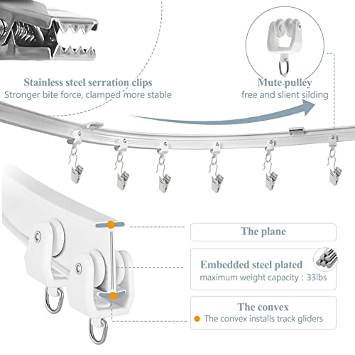 KOLAKO Ceiling Curtain Track, Flexible Curved Curtain Track Wall Mount Bendable Sliding Curtain Rail System Room Divider for Bay Window Bunk Bed RV, 9.8Ft - color: White, size: 9.8Ft