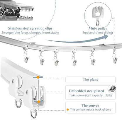 Ceiling Curtain Track, Flexible Bendable Curtain Rail System, 20Ft Wall Mount Heavy Duty Sliding Room Divider Ceiling Track for Curtains, RV, Shower, Hospital - color: White, size: 20Ft