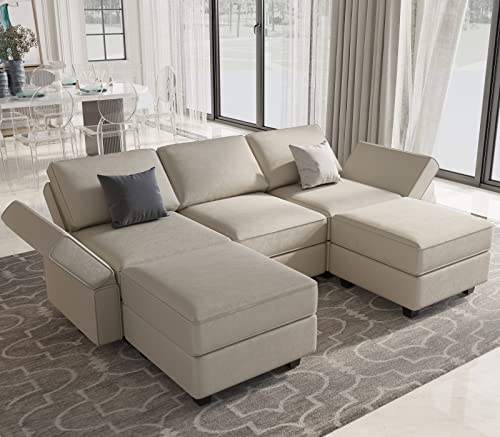 Belffin Modular Sectional Sofa with Double Chaise Velvet U Shaped Sofa Reversible Sectional Couch with Storage Grey - color: Grey, size: U Shape Sofa