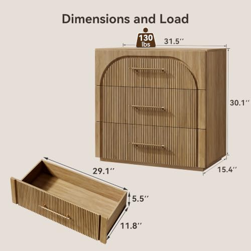 Buffet Cabinet with 3 Storage Drawers, 94.5'' Wide Mid-Century Modular Sideboard Storage Cabinet, Wooden Arched Credenza Cabinet for Kitchen, Coffee Bar, Living Room, Entryway, Natural Oak - color: Oak-drawers