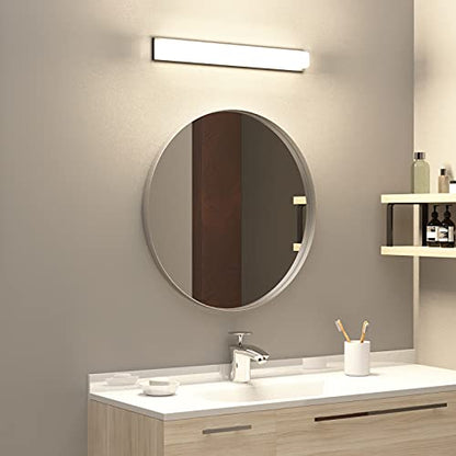 30-Inch Circle Mirro Brushed Nickel Silver Wall Mounted Round Mirror, Glass Panel Circle Deep Set Design Stainless Steel Framed Mirror for Bathroom Vanity, Entryways, Living Rooms - size: 30"L x 30"W
