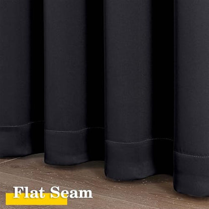 Black Blackout Curtains for Bedroom Living Room 63 Inch Length 2 Panels Set, Soft Solid Room Darkening Thermal Insulated Window Treatments, Rod Pocket Dining Room Curtains, Black, 40"Wx63"L - color: Black, size: 40"W x 63"L (Pack of 2)
