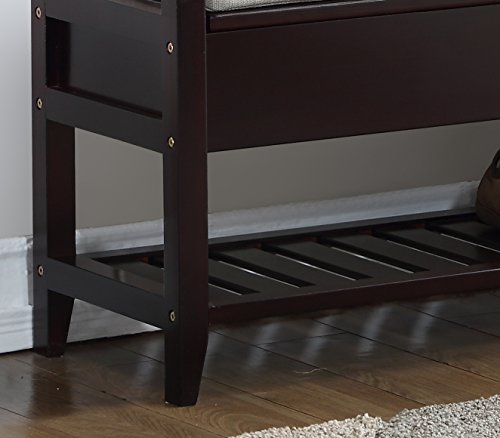 Roundhill Furniture Vannes Espresso Storage Shoe Bench