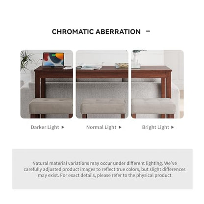 59" Dining Bar Table Set with Power Outlet, Behind Couch Sofa Table with 3 Padded Stools, 4 Piece Bar Table and Chairs Set for Living Room, Dining Room, Cherry - color: R3-cherry