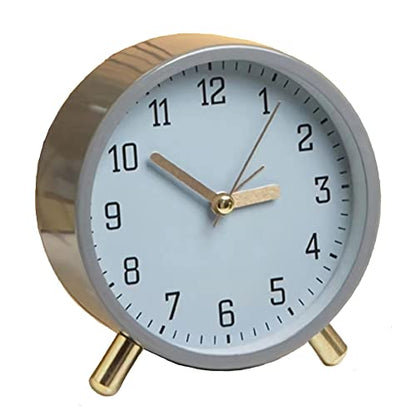 SHISEDECO Small Analog Alarm Clock, Battery Operated Desk Clock,Grey | Bedside Analog Non-Ticking Silent Small Deskclock Battery Operated for Living Room, Bedroom, Office - color: Grey Clock