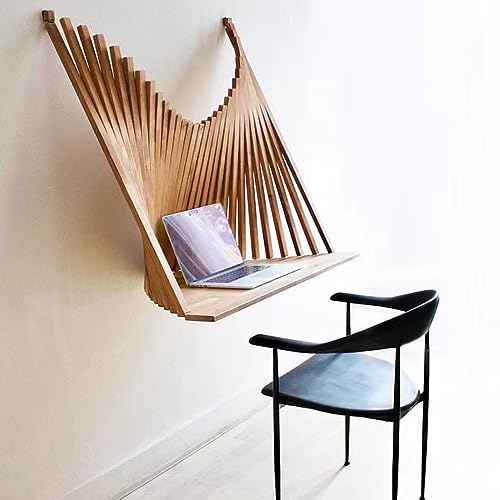Wall Mounted Drop-Leaf Table - Fold Down Floating Laptop Desk, Wood Foldable Wall Desk for Small Spaces, Ideal for Home Office and Bedroom - Space-Saving Solution