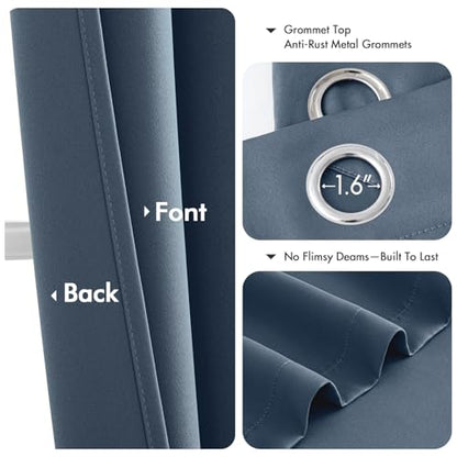 MIULEE Blackout Curtains for Bedroom 2 Panels 40 x 36 Inch Long Stone Blue | Thermal Insulated, Living Room Darkening Grommet Drapes, Noise Reducing, Light Blocking Window Treatments - color: Stone Blue, size: 40"W x 36"L (Pack of 2)