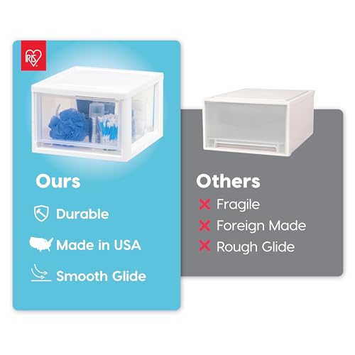 IRIS USA 2-Pack, 6 Qt. Small Stacking Drawer Storage Organizer, White | Keep craft supplies, accessories, office items, and small essentials organized around your home for easy everyday storage - size: 6 Qt., style: 2 Pack