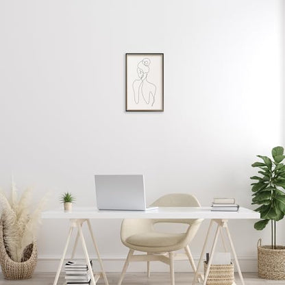 'Minimal Woman Line Drawing'| Framed Giclee Art | Stupell Industries | Black, 12 x 18 Inches, Easy to Hang and Sturdy, Made in USA, by Creative Studio - color: Midnight Black (Textured), size: 18"L x 12"W