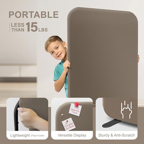 DECOLAB Standing Room Partition, Portable Wall Panel, 29"x65", Taupe | Space Privacy Divider. For Studio Apartment, Office, Home, Classroom. Scratch Resistance. - color: Taupe