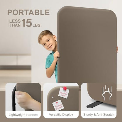DECOLAB Standing Room Partition, Portable Wall Panel, 29"x65", Taupe | Space Privacy Divider. For Studio Apartment, Office, Home, Classroom. Scratch Resistance. - color: Taupe