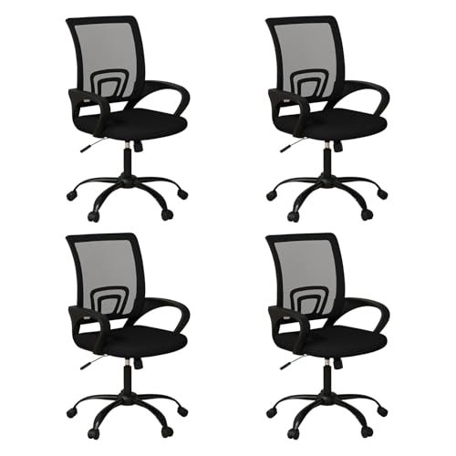 Bonzy Home Ergonomic Office Chairs Set of 4, Swivel Rolling Conference Room Chair, Mesh Computer Desk Chairs with Lumbar Support and Wheel, 4 Pack - size: 4 Pack
