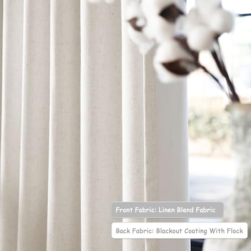 UHITECH Cream Short Blackout Curtains for Small Window 36 Inch 2 Panels | Linen Blend, Suitable for Kitchen/Bedroom/Basement/Living Room, Thermal Insulated, Noise Cancelling, Soundproof - color: Cream, size: 50"W x 36"L (Pack of 2)