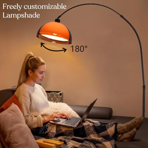 Arc Floor Lamp for Living Rooms Orange Mushroom Two-Layered 70" Modern Floor Lamp with Marble Base Arch Standing Lamp for Living Rooms, Home Offices, Dining Rooms, Bedrooms,Acrylic Lampshade