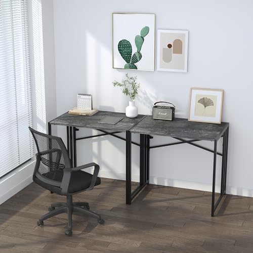 Lutown-Teen Small Folding Computer Desk 32 inch, Grey | Writing Gaming Computer Desk for Small Spaces, No Assembly Required Office Desk - color: Grey, size: 32 Inch