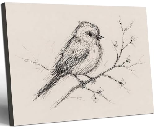 WALUPLL Vintage Bird Sketch Wall Art bird prints wall art Picture Modern Farmhouse Paintings Pictures Wall Decor for Living Room Bedroom 12x16 Inch - color: Vintage Bird, size: 16"L x 12"W
