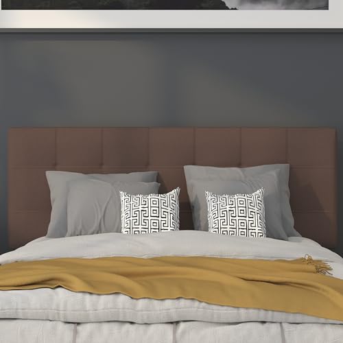 Quilted Tufted Full Size Headboard in Dark Brown Fabric - color: Dark Brown, size: Full