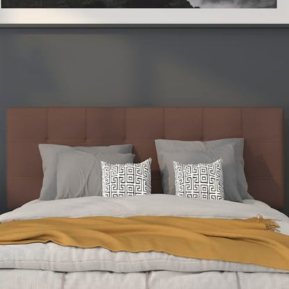 Quilted Tufted Full Size Headboard in Dark Brown Fabric - color: Dark Brown, size: Full