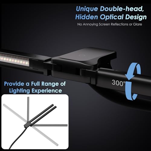 EYOCEAN Desk Lamp with Clamp, 31.5" LED Desk Lamp for Home Office, 24W Gesture Sensing Control Desk Light, Dimmable & Color Temperature, Eye-Caring Office Lamp, Brightest Architect Lamp for Screen - color: Black