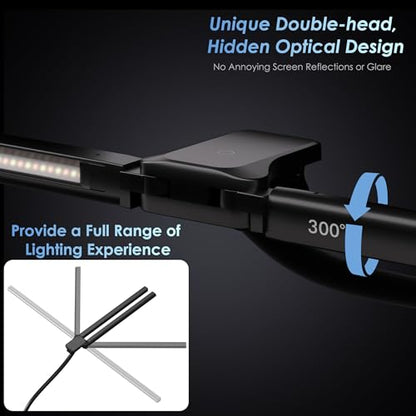 EYOCEAN Desk Lamp with Clamp, 31.5" LED Desk Lamp for Home Office, 24W Gesture Sensing Control Desk Light, Dimmable & Color Temperature, Eye-Caring Office Lamp, Brightest Architect Lamp for Screen - color: Black