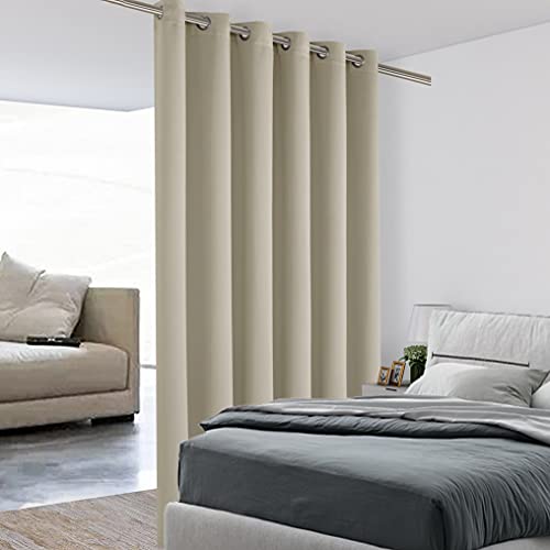 BONZER Room Divider Blackout Curtains, Wide Wall Screen Partitions | Room Darkening Noise Reducing Window Treatment Drapes for Bedroom, 84L x 70W Inch (7L x 5.8W ft), 1 Panel, Cream - color: Cream, size: 70"W x 84"L (Pack of 1)