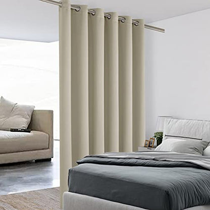 BONZER Room Divider Blackout Curtains, Wide Wall Screen Partitions | Room Darkening Noise Reducing Window Treatment Drapes for Bedroom, 84L x 70W Inch (7L x 5.8W ft), 1 Panel, Cream - color: Cream, size: 70"W x 84"L (Pack of 1)