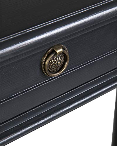 Marisol Black Narrow Console Table for Entryway with Drawer | 31.5-inch slim sofa table with lower shelf, solid wood frame, distressed finish, hallway storage for small spaces - color: Black Distressed