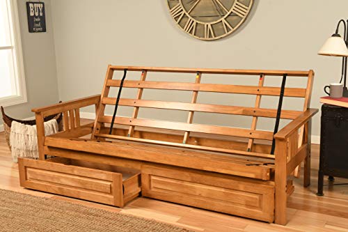Kodiak Futons Monterey Futon Frame with Drawers, Included, Butternut - color: Frame Only, size: Drawers Included, style: Butternut Finish
