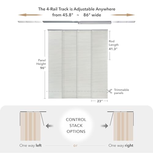 Airflow Sheer Vertical Blinds 45.8"-86" x 96", Topaz | Cordless Airflow Sheer Panels with Iridescent Finish, Adjustable Track and Trim-to-Fit Fabric - color: Topaz