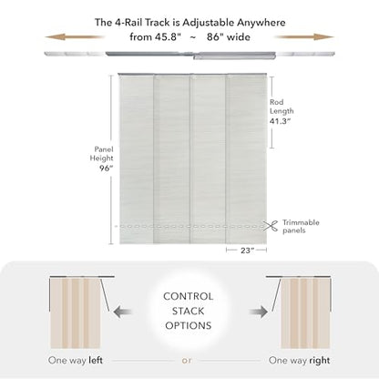 Airflow Sheer Vertical Blinds 45.8"-86" x 96", Topaz | Cordless Airflow Sheer Panels with Iridescent Finish, Adjustable Track and Trim-to-Fit Fabric - color: Topaz