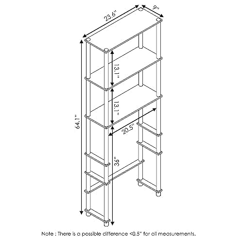 Furinno Turn-N-Tube with 3 Shelves Toilet Space Saver, French Oak Grey/Black - color: French Oak/Black, style: Basic Rack