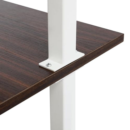 Industrial Wall Mount Desk, 3-Tier Ladder Computer Desk, 30inch Floating Computer Writing Table with Storage Shelves for Home Office Small Spaces (Brown+White) - color: Brown+white