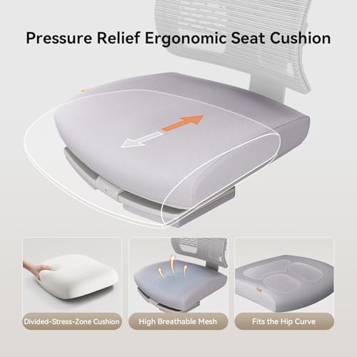 Ergonomic Office Chair-Home Office Desk Chair with Footrest, Auto-Following Backrest & Headrest, 4D Armrests, 96°-136° Recline - color: Grey, size: Laptop Table + Auto-following Headrest