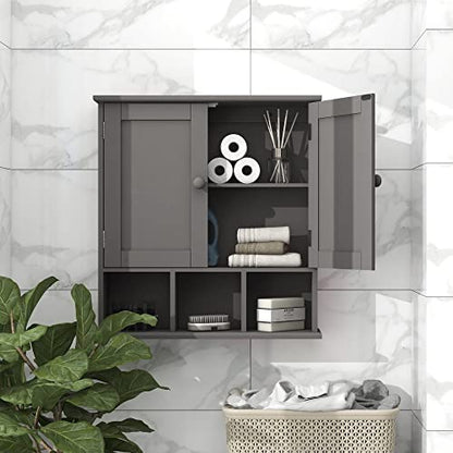 TaoHFE Grey Bathroom Cabinet,Bathroom Wall Cabinet with 2 Door | Adjustable Shelves,Over The Toilet Storage Cabinet,Bathroom Cabinet Wall Mounted,Medicine Cabinets for Laundry Room Kitchen - color: Grey