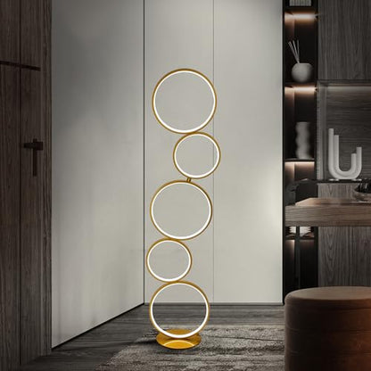 Modern Creative Bubble Dimmable LED Floor Lamp for Home & Office (Gold) | 46'' Standing Lamp, 3-Way Dimmable, Aluminum Frame, Metal Base, Energy Saving, 36W, for Bedroom, Living Room - color: Gold