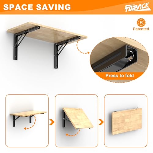 TORACK Heavy Duty Wall Mounted Folding Workbench, Space-Saving Collapsible Wall Table/Desk for Garage Workshop, Holds Up to 150 lbs(Board Size: 31.5 x 15.75 in) - size: 31.5x15.75 inch