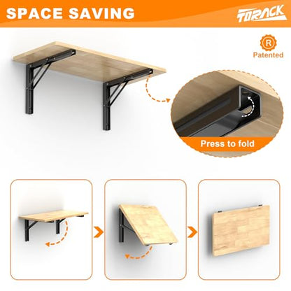 TORACK Heavy Duty Wall Mounted Folding Workbench, Space-Saving Collapsible Wall Table/Desk for Garage Workshop, Holds Up to 150 lbs(Board Size: 31.5 x 15.75 in) - size: 31.5x15.75 inch