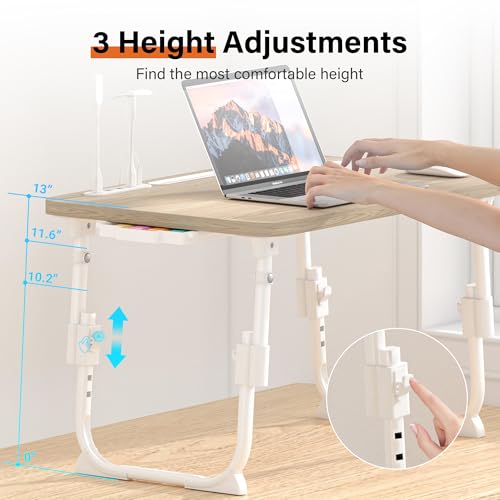 Lap Desk for Bed Adjustable Height with USB Port 23.6" x15.7" Desktop | Storage Drawer, Bookshelf, Fits 17" Laptop, For couch WFH Study, Foldable Non-Slip No Assembly Sturdy Lightweight Glacier - color: Glacier