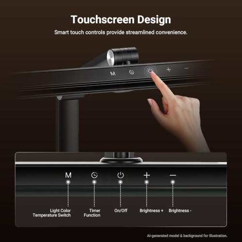 NEEWRE Basics 18" LED Video Light Bar with Base for Desk, 18W Bi Color Eye Friendly Dimmable Overhead Architect Lighting for Video Conference Zoom, 1340lux/0.5m, Touch Control/CRI95+, DL03