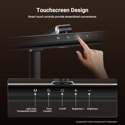 NEEWRE Basics 18" LED Video Light Bar with Base for Desk, 18W Bi Color Eye Friendly Dimmable Overhead Architect Lighting for Video Conference Zoom, 1340lux/0.5m, Touch Control/CRI95+, DL03