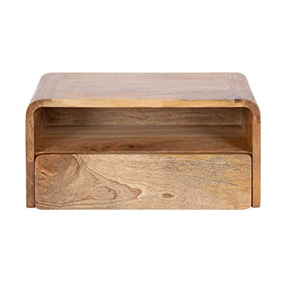 Kate and Laurel Kato Transitional Wood Floating Side Table with Drawer, 18 x 10 x 9, Natural Brown, Modern Wooden Floating Nightstand for Bedroom Bedside Table - color: Natural