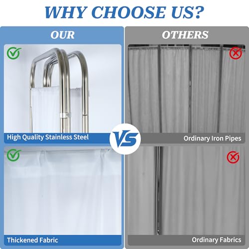 3-Panel Medical Privacy Screen on Wheels, Portable Medical Screen | Indoor Room Privacy Screen Divider, Stainless Steel Contruction, Folds Easy for Storage - size: 3-Panel
