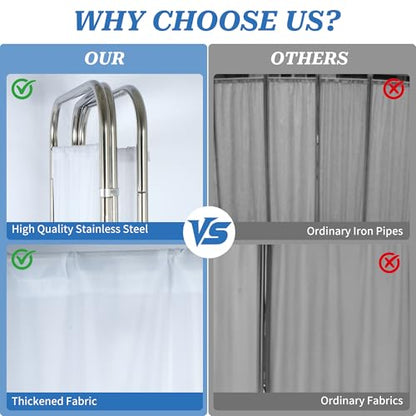 3-Panel Medical Privacy Screen on Wheels, Portable Medical Screen | Indoor Room Privacy Screen Divider, Stainless Steel Contruction, Folds Easy for Storage - size: 3-Panel